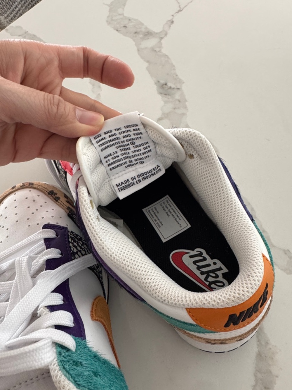 Nike White Multicolor Animal-Accent Dunk Low Sneakers - Picture 3 of 8